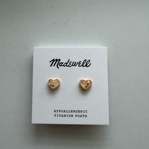 NWOT MADEWELL Gold & Pink Heart Earrings